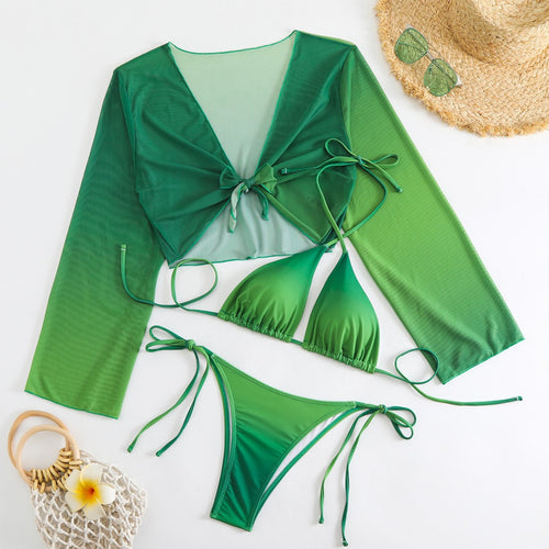 Femme Trekantet Bikini-sæt med dybt binding top Stilla
