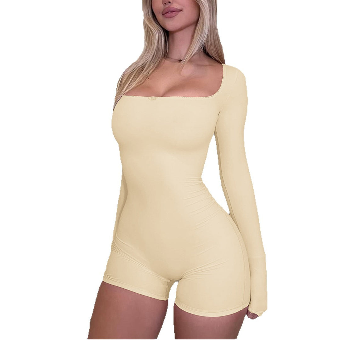 Dame Bodycon jumpsuit med lange ærmer og kvadratisk udskæring Skovae