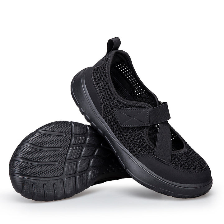 Damer nan åndbar strik-rem sneaker med velcro lukning polstret komfortsål og fleksibel profilløbesål Skovae