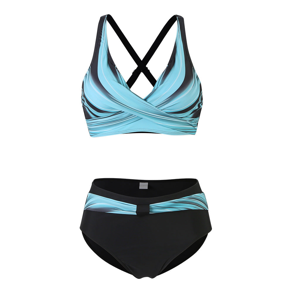 Dame Sportsligt Bikini-Sæt med trendet snit og moderne grafikdesign Skovae