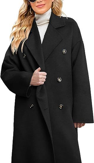 Dame elegant trenchcoat med dobbelt knappelukning og rummelig skæring Stilla