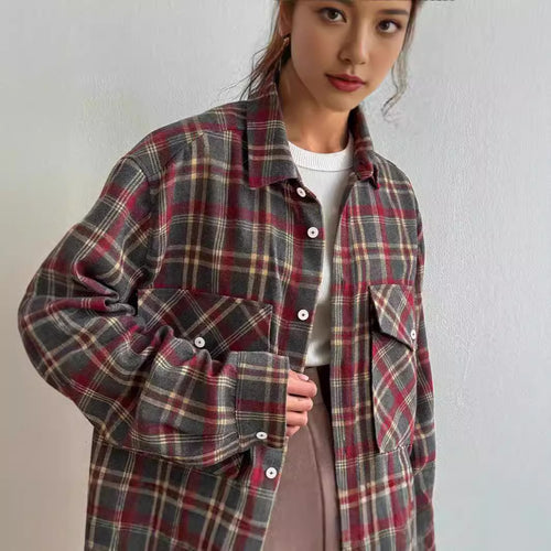 Dame store størrelser flannel skjorte Stilla