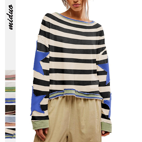 Dame afslappet sweatshirt med stjernedesign og løs pasform Stilla