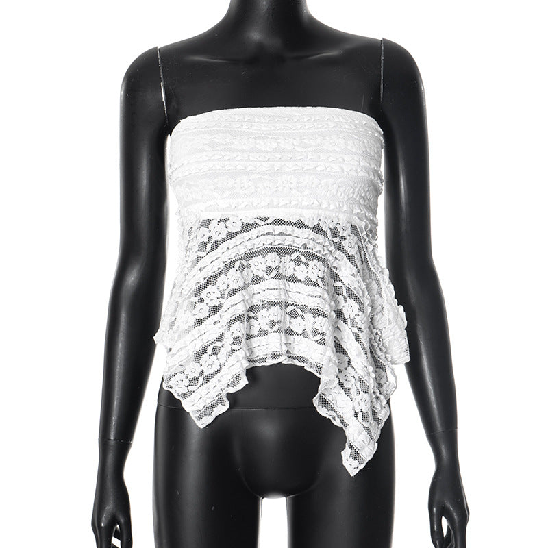 Femme spids overlay stropløs top Stilla