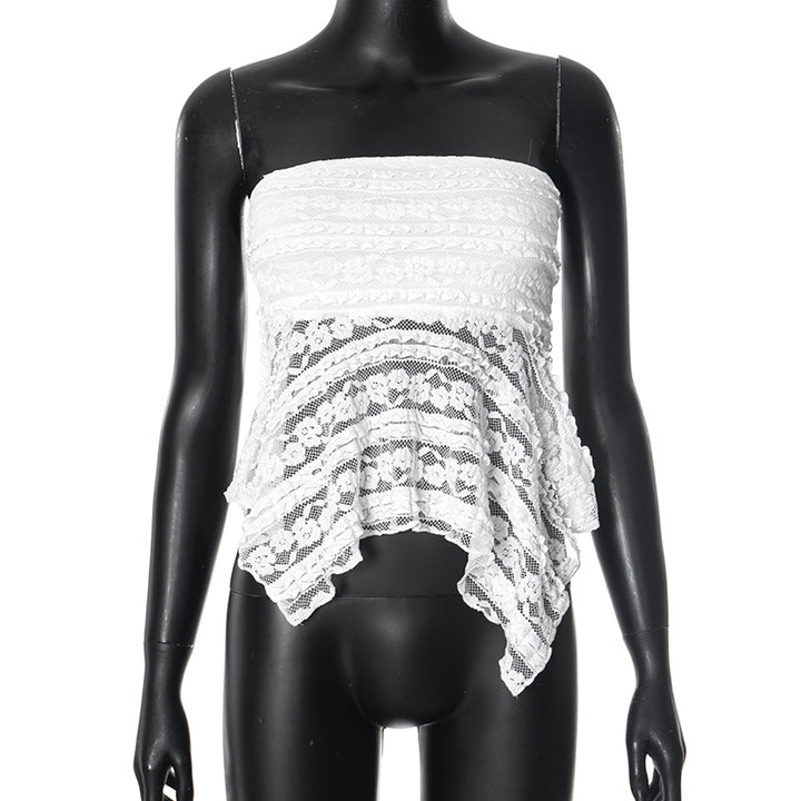 Femme spids overlay stropløs top Stilla