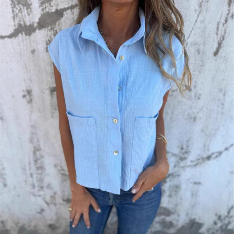 Dame Button-Up Ärmløs Utility Top Stilla