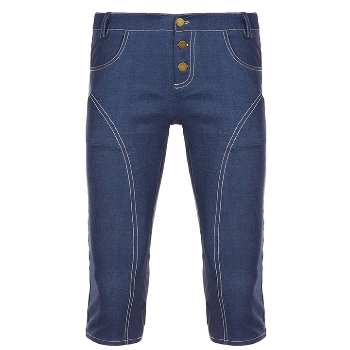Dame Capri-jeans med trendy snit og rustikale knapdetaljer Skovae