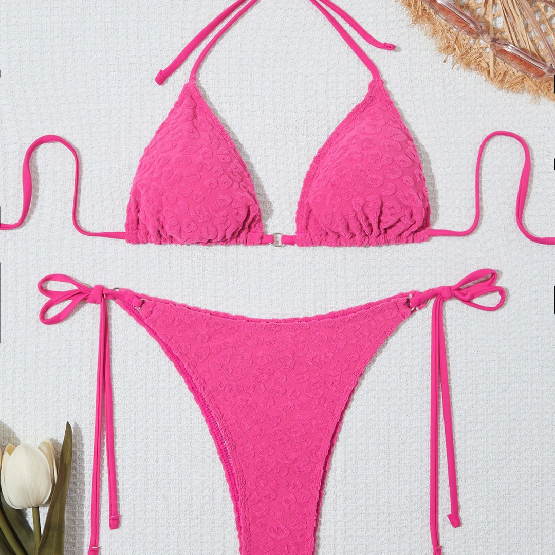 Dame Triangle Textureret Bikini Sæt Stilla