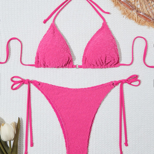 Dame Triangle Textureret Bikini Sæt Stilla