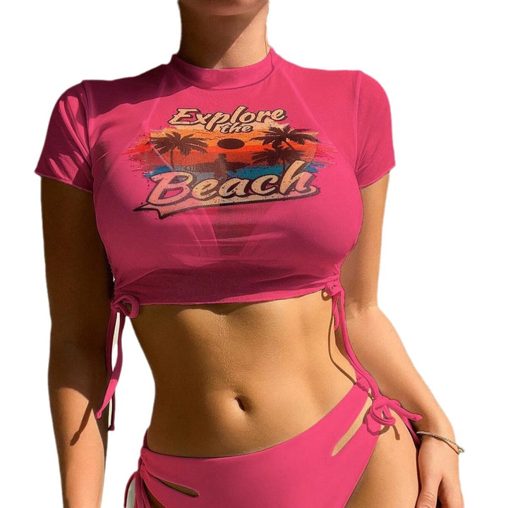 Dame Sports Crop Top og Højskåret Bikini Sæt Skovae