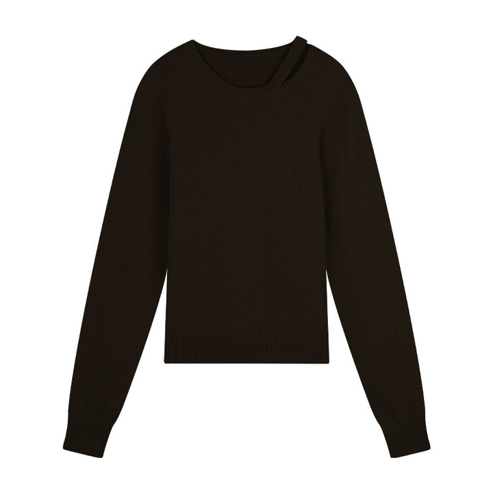 Dame elegant strikpullover med asymmetrisk detalje og blødt materiale Stilla