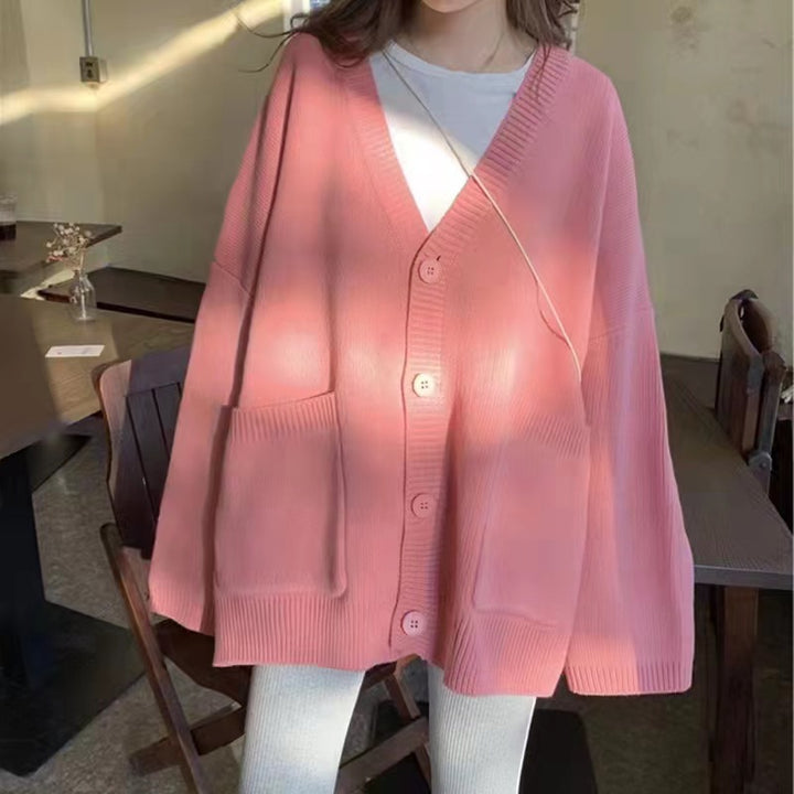 Kvindernes oversized strikkede cardigan med lommer Stilla