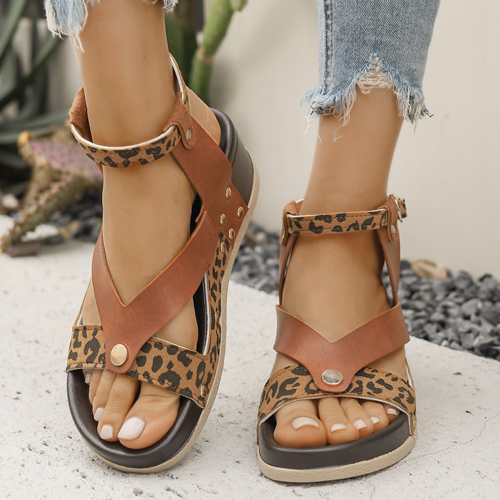 Dame mode sandaler med leopardprint og justerbare stropper Stilla