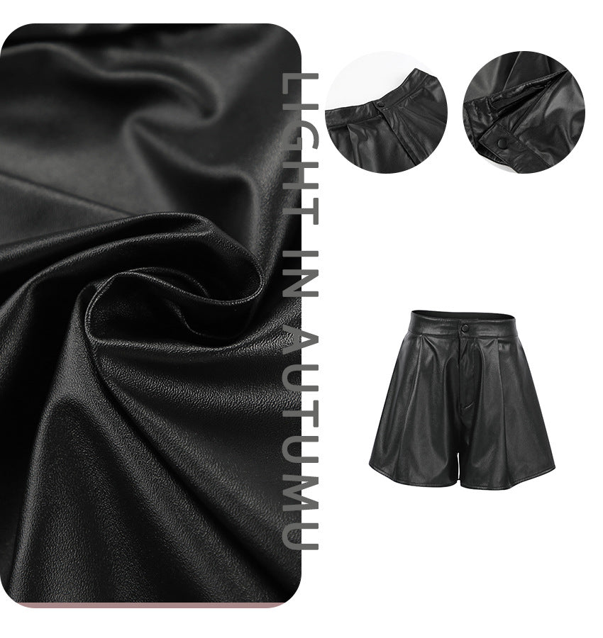 Dame Kunstlæder Shorts med moderigtigt snit og elegante plissé-detaljer Stilla