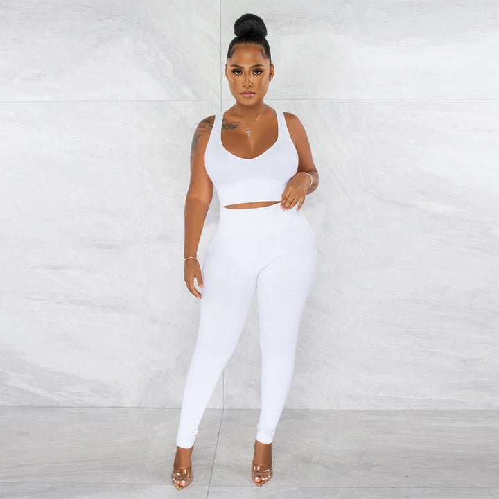 Dame Sporty Sæt bestående af Crop Top og High-Waist-Leggings Stilla