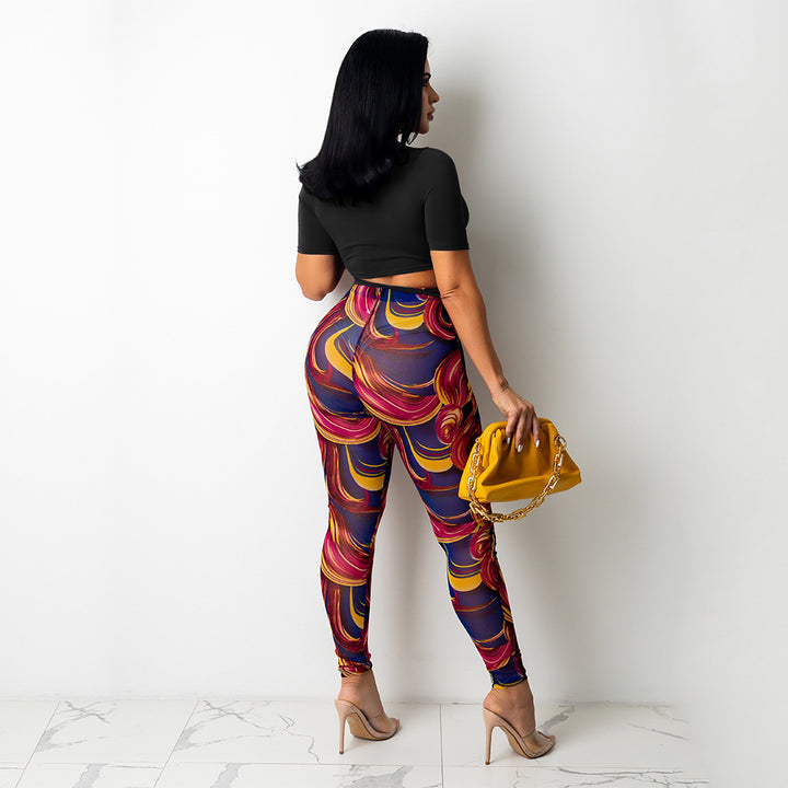 Damer Vibrante Abstrakt Tryk Høj Talje Leggings Stilla
