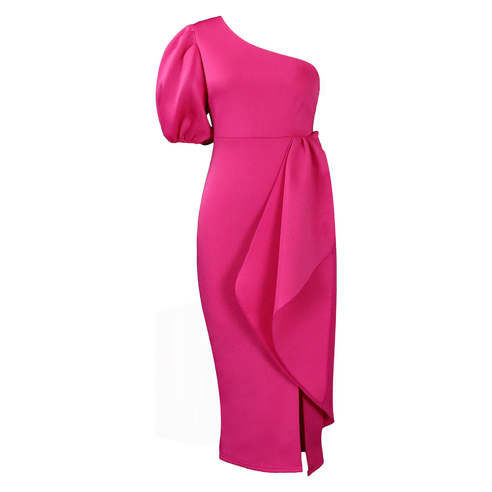 Dame wrap kjole med asymmetrisk snit og elegant over størrelse detalje Stilla