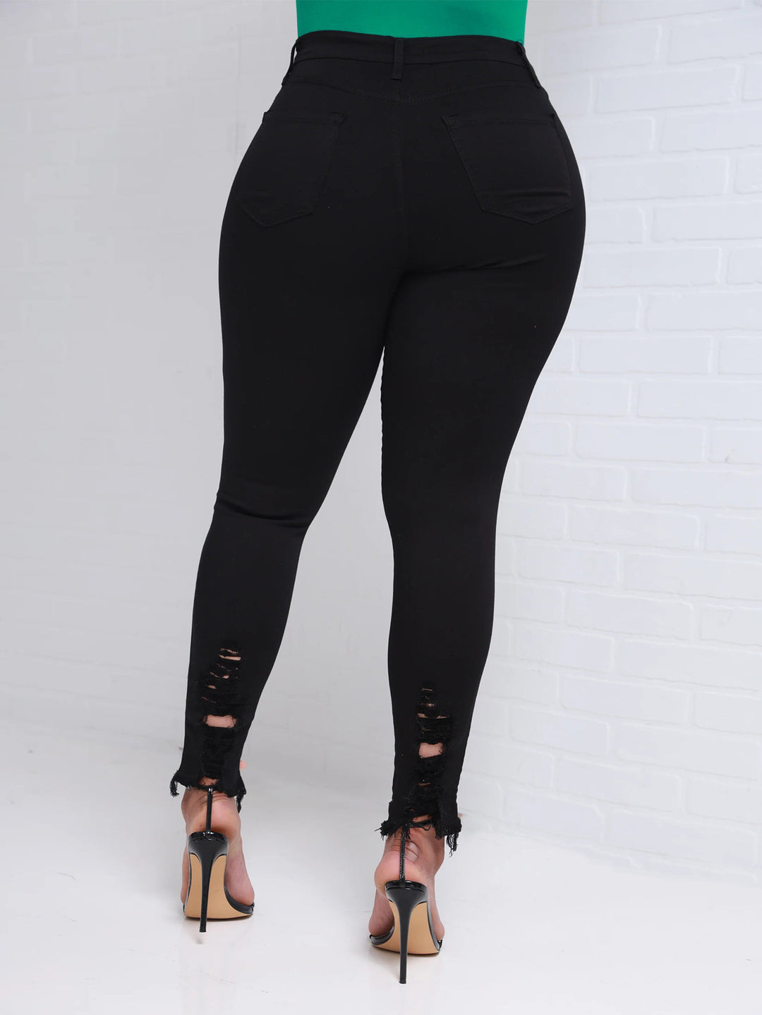 Dame Skinny Jeans med afslappede rivdetaljer og høj talje Stilla