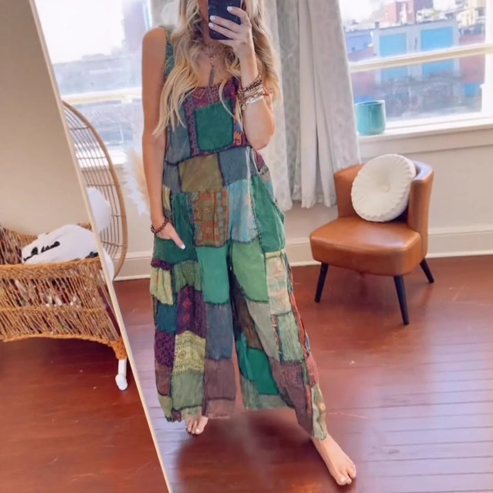 Femme Patchwork Bohemian Maxi Kjole Stilla