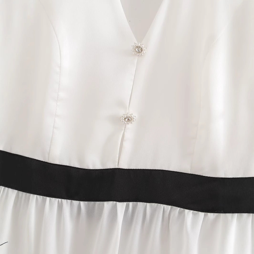 Dame Halter Neck Maxi Kjole med lagdelt Skørt Stilla