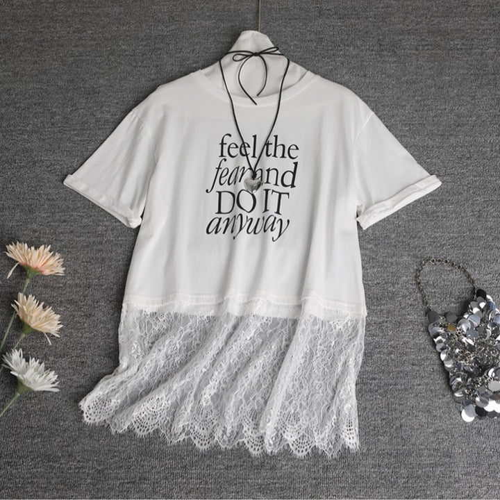Kvinder Trendy Spids Overlay T-shirt Stilla