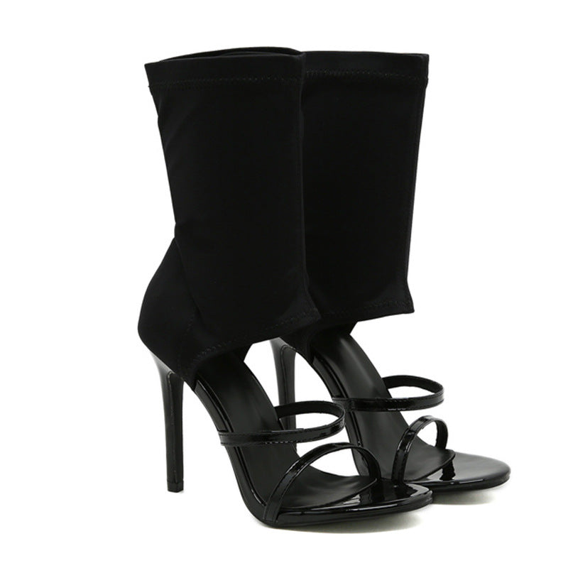 Dame High Heel Støvler med elastisk skaft og smalle stropper Stilla
