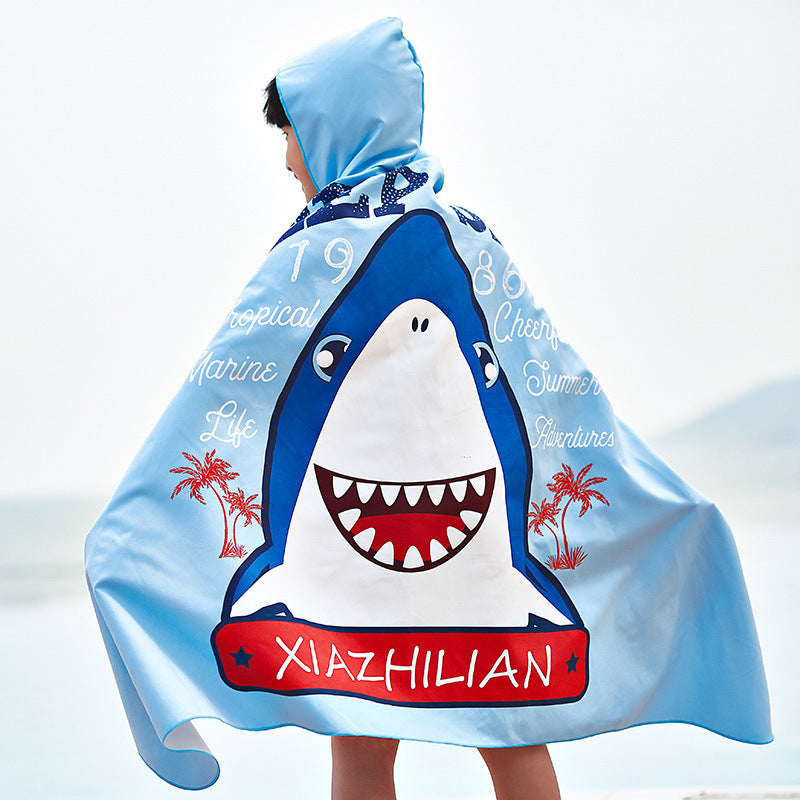 Unisex Strandponcho med Haj-motiv Skovae