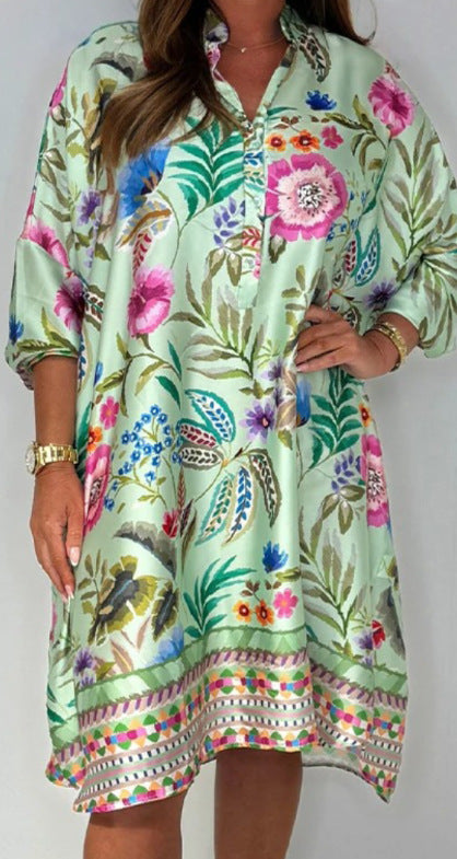 Dame skjortekjole med blomsterprint Stilla