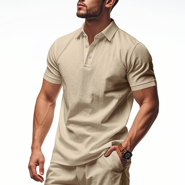 Herrepoloshirt med struktureret design og moderigtige knapdetaljer Stilla
