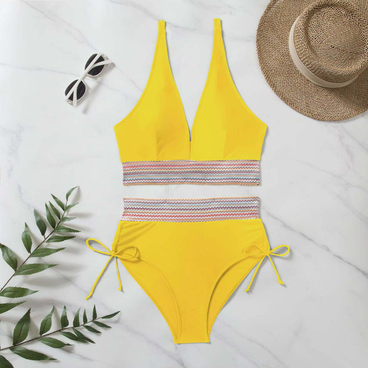 Dame Højt skåret Bikini-sæt med fashionable bindebånd og elegance snit Stilla