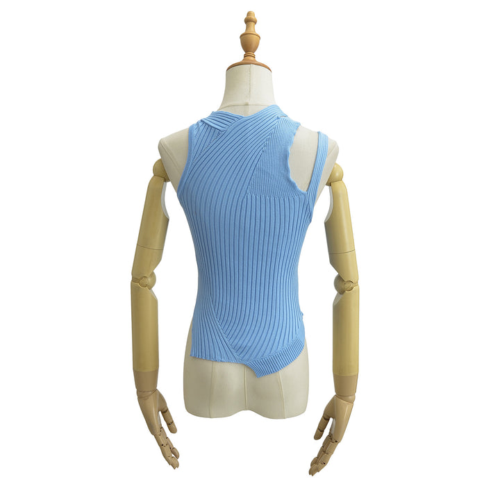 Dame Ribb Strik Tanktop med asymmetrisk design og elegante stropdetaljer Stilla