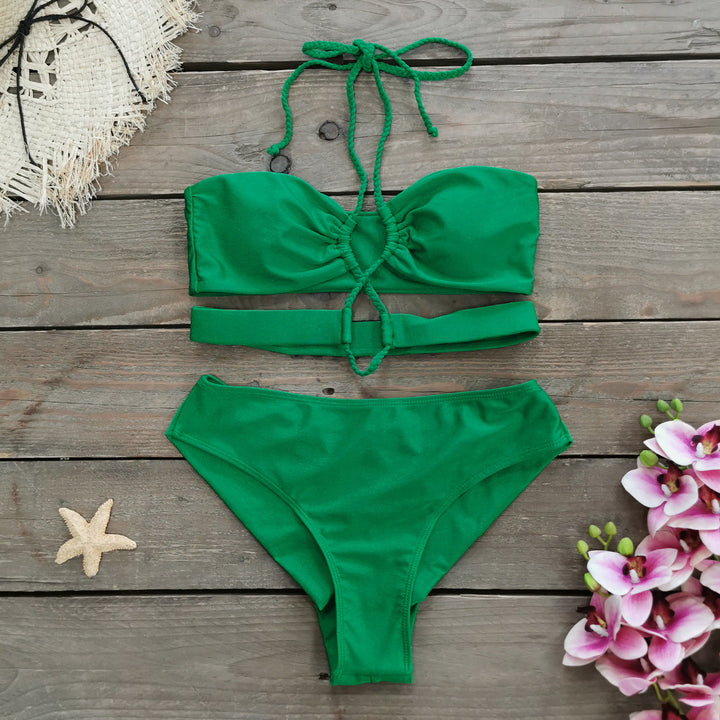 Dame bikini sæt med dekorerede stropper og høj skæring Stilla