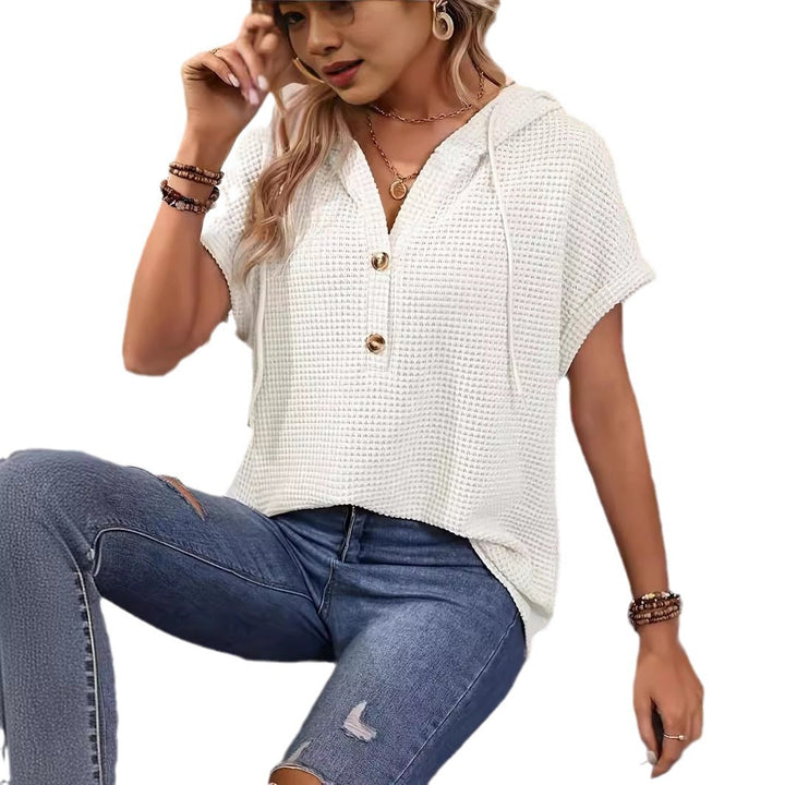 Dame Relaxed Fit Vaffelstrik Hoodie Stilla