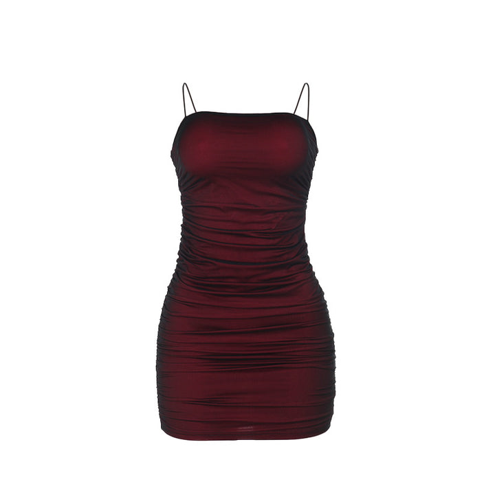 Dame Sleek Rynket Bodycon Kjole Stilla