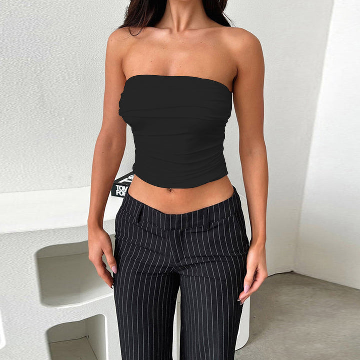 Dame Bustier-top med rynker Skovae