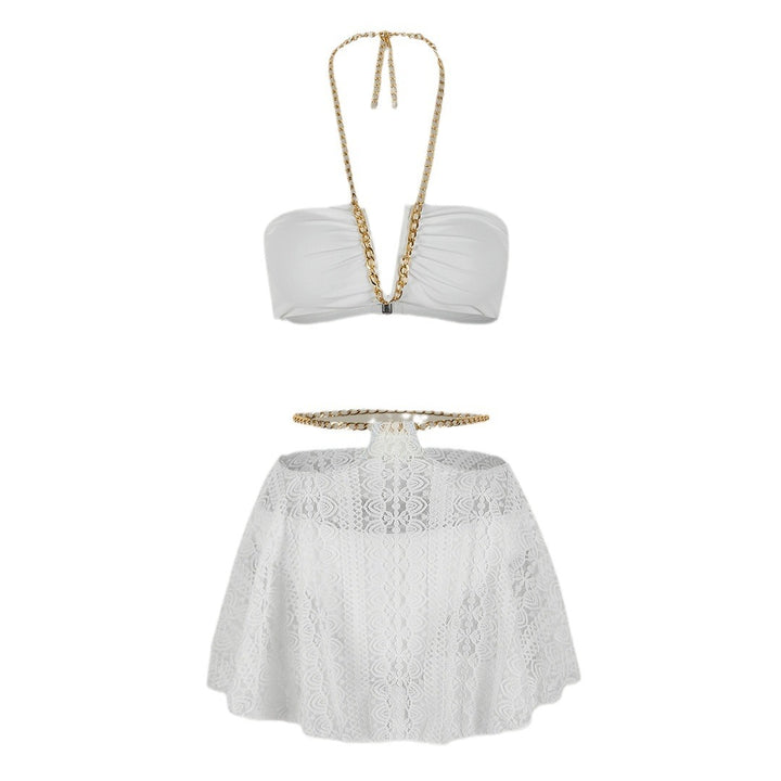 Dame bikini-sæt med moderne bandeau-top og elegant spids nederdel Stilla