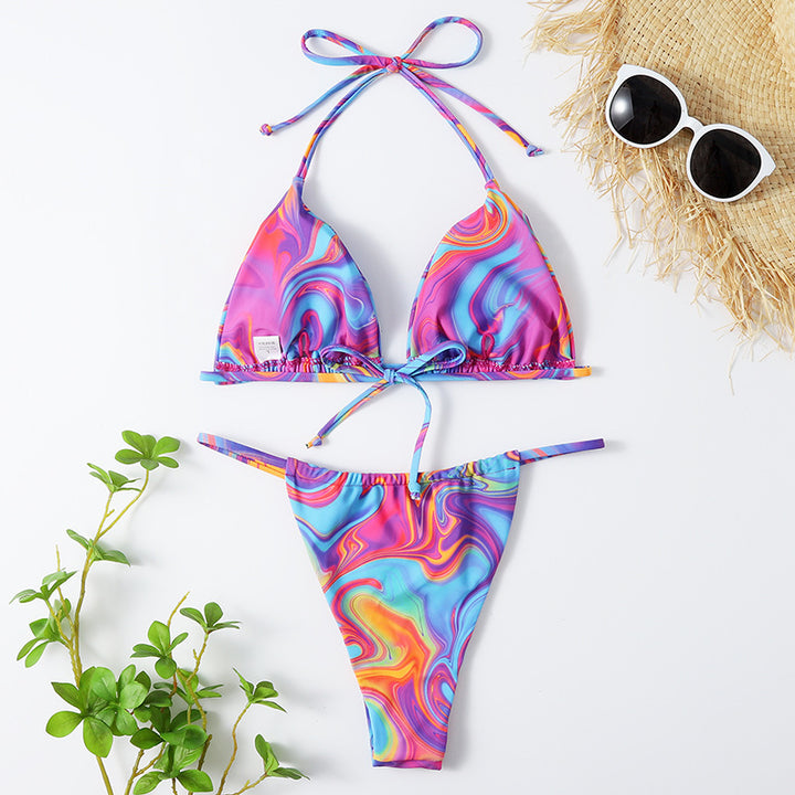 Dame Farverig mønstret Triangel-Bikini Stilla