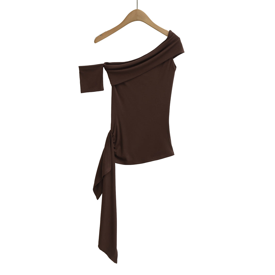 Dame Off-Shoulder Top med knudedetalje og asymmetrisk sømklip Stilla