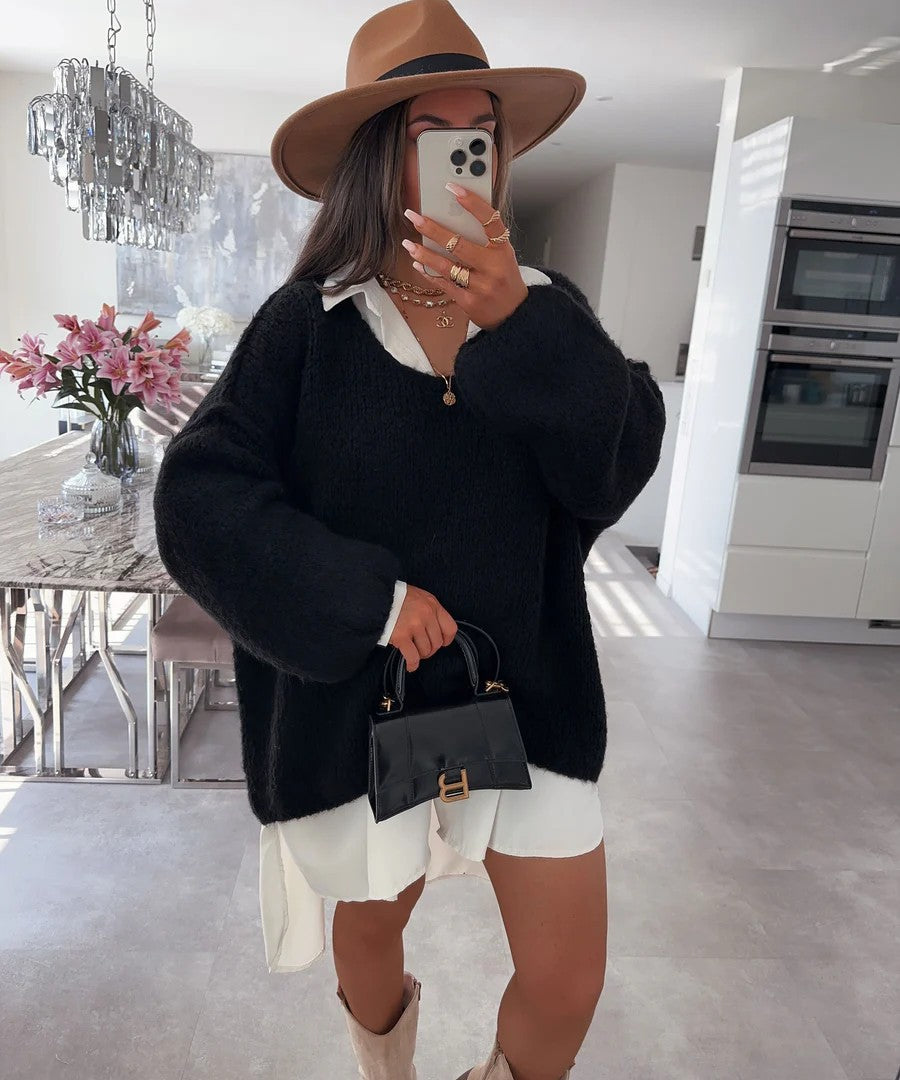 Damer casual oversized sweater med voluminøse ærmer og blød tekstur Stilla