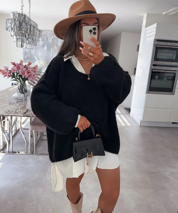 Damer casual oversized sweater med voluminøse ærmer og blød tekstur Stilla