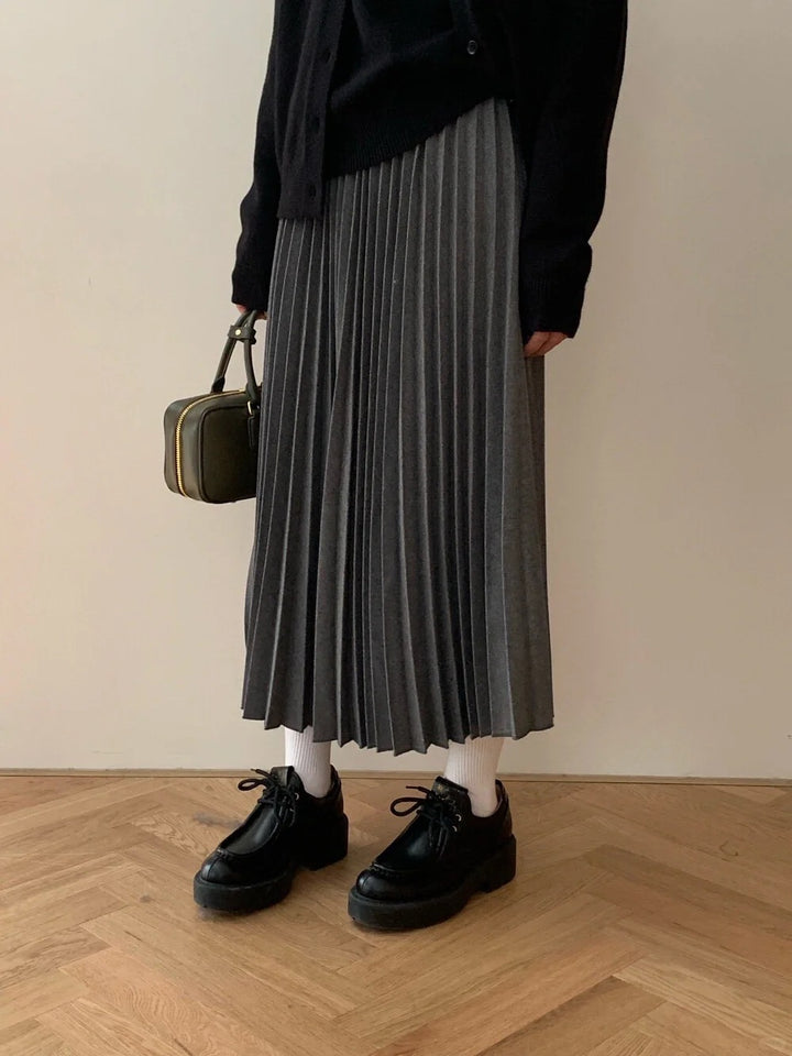 Dame Fald Midi Nederdel med høj taljedesign Stilla