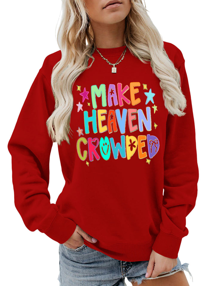 Kvinders sweatshirt med farverigt design og legende tekst Stilla