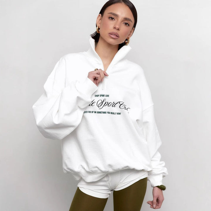 Stilla | Sweatshirt Halvzip og Bogstavtryk