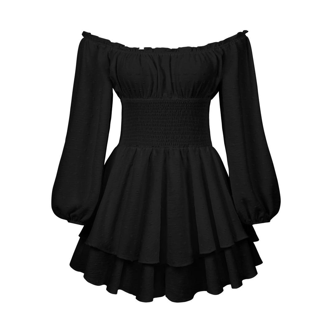 Dame Off-Shoulder Minikjole med voluminøse ærmer og ruffles design Stilla