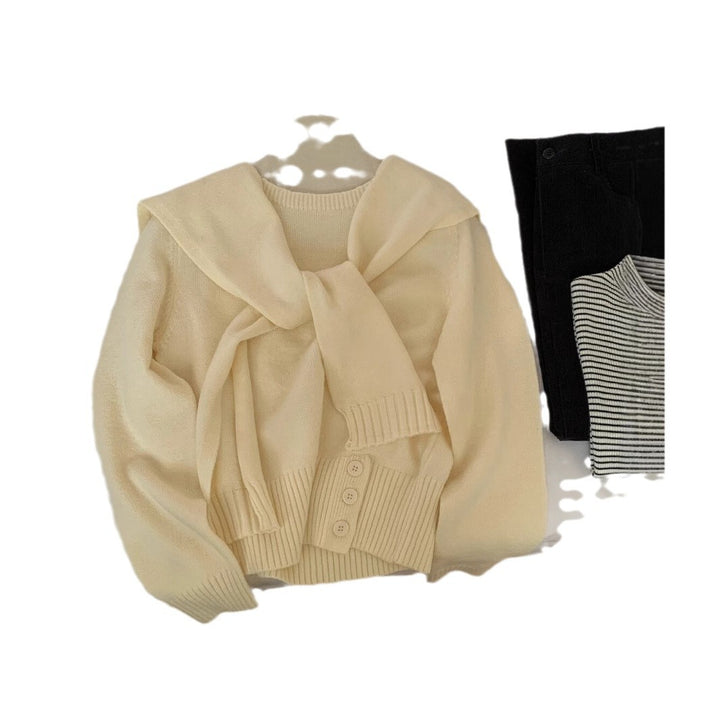 Damer elegant sweater med aftagelig krave Stilla