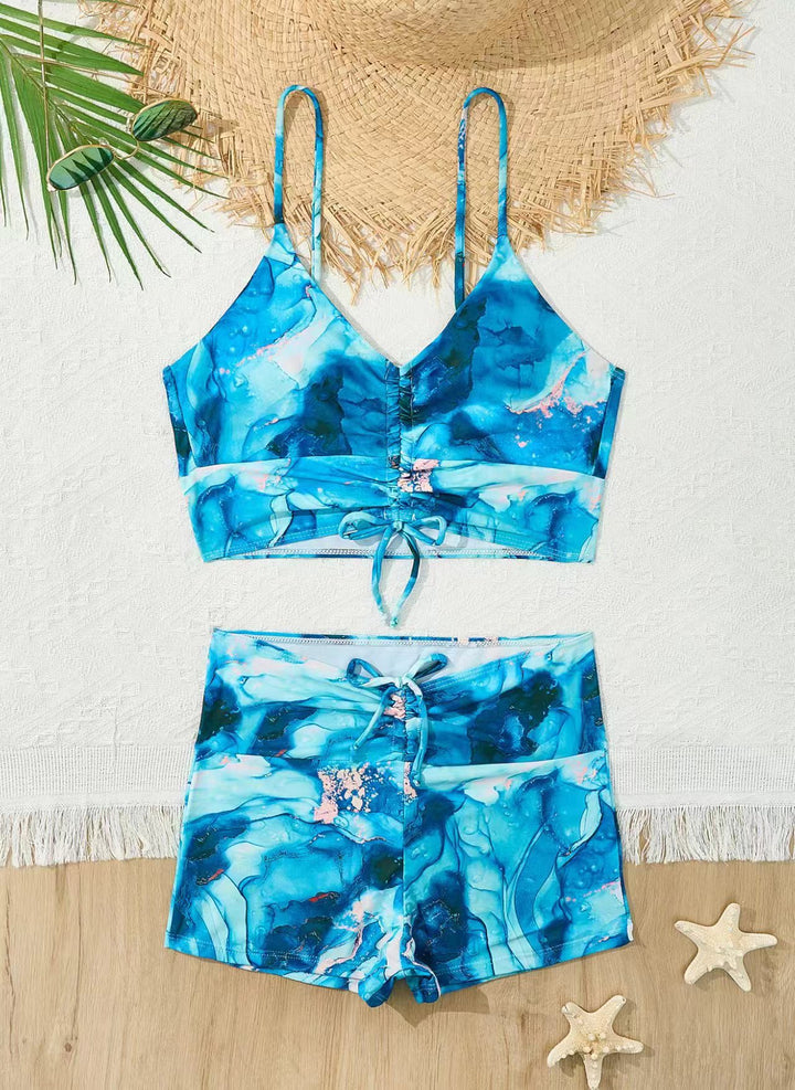 Dame bikini med blomstret flæse design og justerbare stropper Skovae