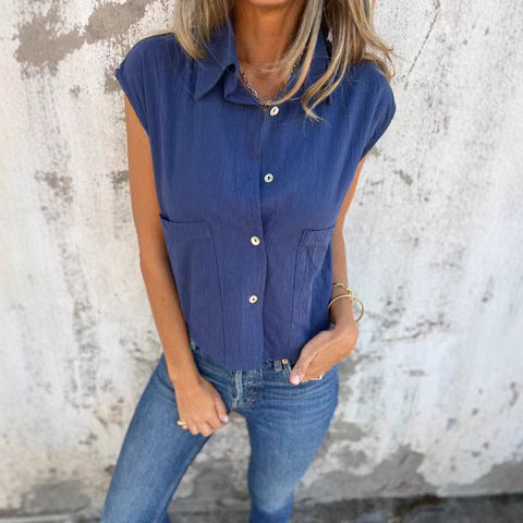 Dame Button-Up Ärmløs Utility Top Stilla