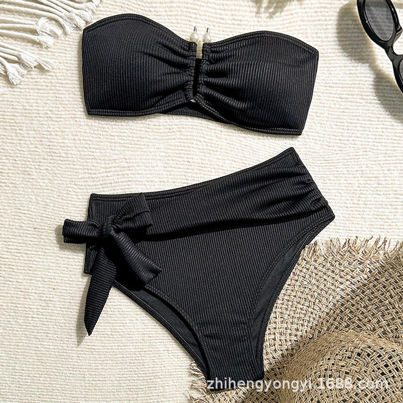 Dame bandeau-bikini med moderne indpakningsbund Skovae