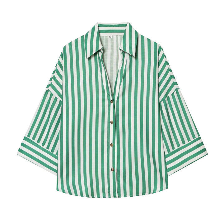 Dame skjorte bluse med afslappet snit og elegante 3/4-ærmer Skovae