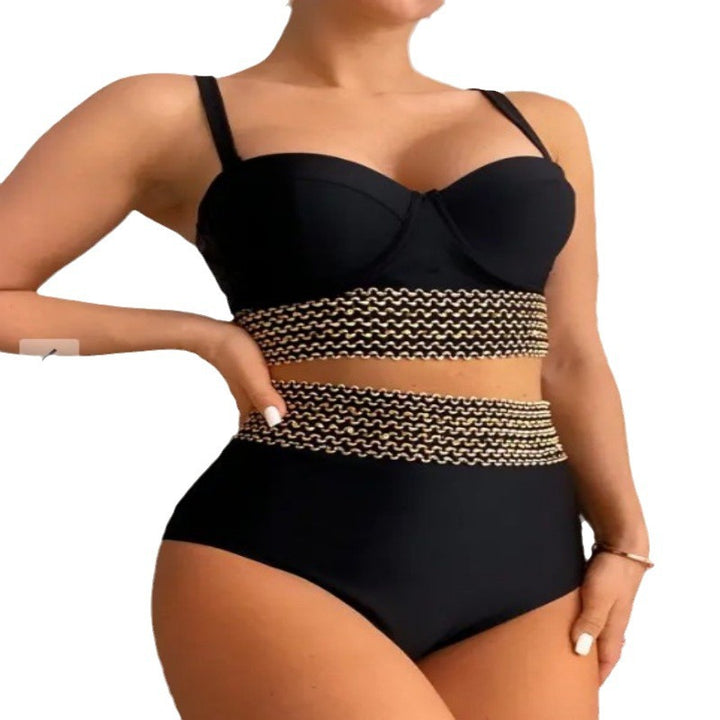 Dame Bikini-sæt med elegant Bustier-overdel og højt skåret underdel Stilla